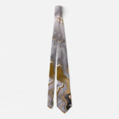 Fluid Swirl Marble Gold und Graue Neck Tie Krawatte (Rückseite)
