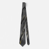 Fluid Swirl Marble Golden Black Neck Tie Krawatte (Vorderseite)