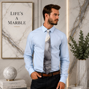 Fluid Swirl Marble Golden Black Neck Tie Krawatte