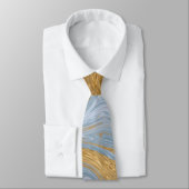 Fluid Swirl Marble Golden Blue Neck Tie Krawatte (Gebunden)