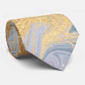Fluid Swirl Marble Golden Blue Neck Tie Krawatte (Gerollt)