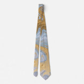 Fluid Swirl Marble Golden Blue Neck Tie Krawatte (Rückseite)