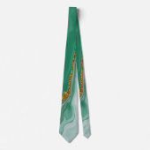 Fluid Swirl Marble Green und Gold Neck Tie Krawatte (Vorderseite)