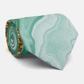 Fluid Swirl Marble Green und Gold Neck Tie Krawatte (Gerollt)