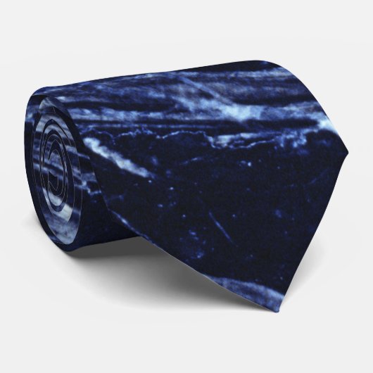 Fluid Swirl Marble Navy Blue Neck Tie Krawatte (Gerollt)