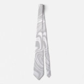 Fluid Swirl Marmor Grau und Weiße Nackenteile Krawatte (Vorderseite)