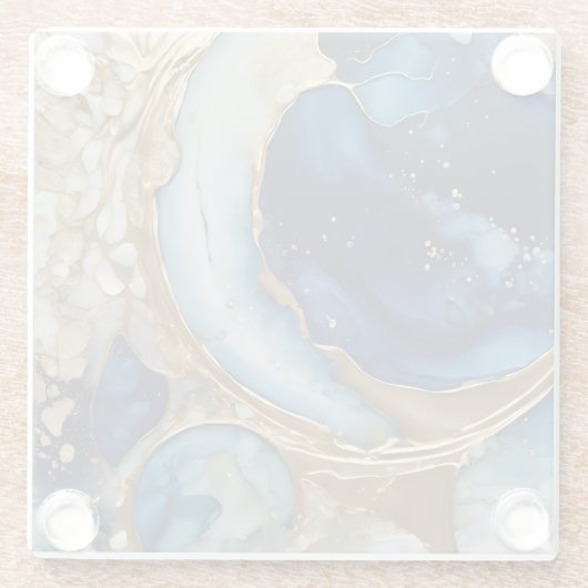 Fluide Abstrakte Goldmedaille Glasuntersetzer (Rückseite)