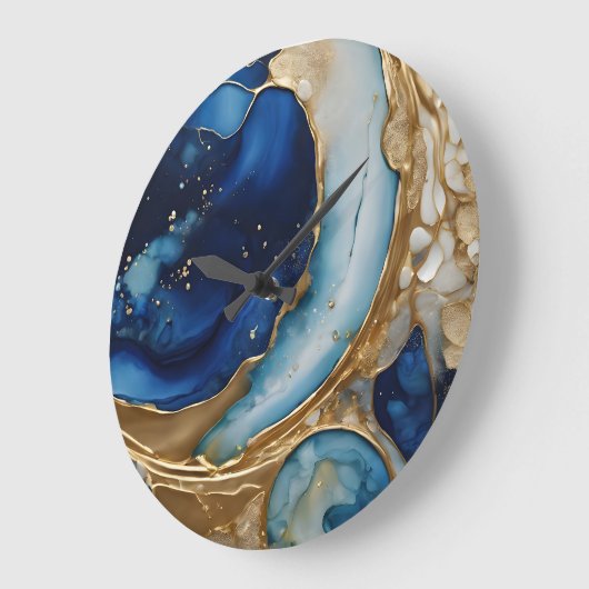 Fluide Abstrakte Goldmedaille Große Wanduhr (Winkel)