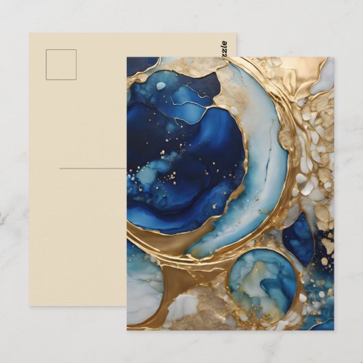 Fluide Abstrakte Goldmedaille Postkarte (Vorne/Hinten)