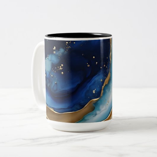 Fluide Abstrakte Goldmedaille Zweifarbige Tasse (Vorderseite Links)