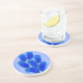 Fluide blaue Linien-Punkt-Blumen Getränkeuntersetzer (Seite)