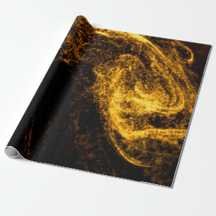 Fluide goldene Farbpartikel, die schön mit Geschenkpapier