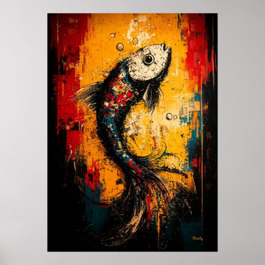 Fluide Motion Zeitgenössischer Expressionist Fish Poster (Vorne)