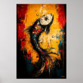 Fluide Motion Zeitgenössischer Expressionist Fish Poster (Vorne)