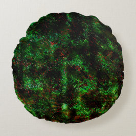 Fluktuation von dunklen Flecken auf leuchtend grün Rundes Kissen