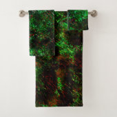 Fluktuation von dunklen Flecken auf schimmernd grü Badhandtuch Set (Insitu)