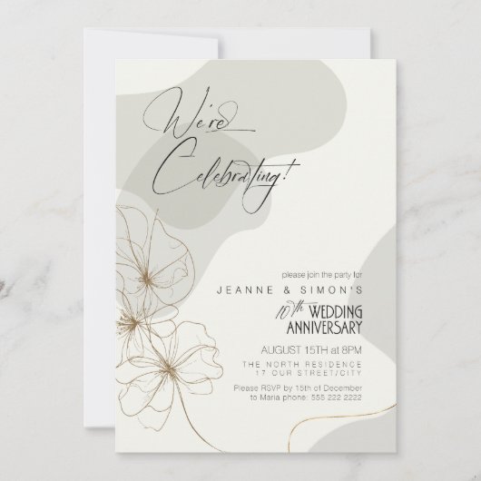 Fluktuative 10-jährige Jubiläumsneutrale ID168 Einladung (Vorderseite)