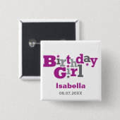 Fluktuierender Typ Birthday Girl Button (Vorne & Hinten)