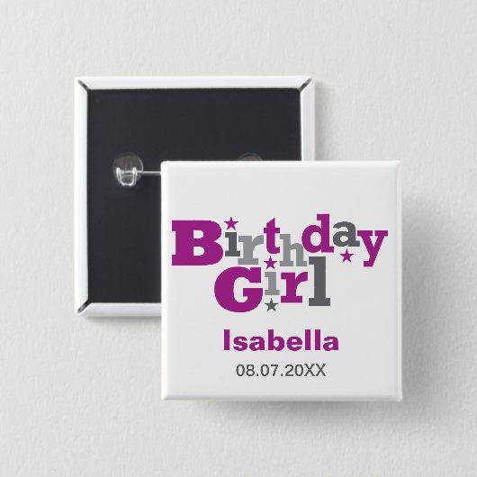 Fluktuierender Typ Birthday Girl Button (Vorne & Hinten)