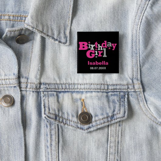 Fluktuierender Typ Birthday Girl Button (Beispiel)