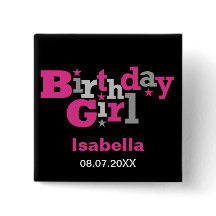 Fluktuierender Typ Birthday Girl Button