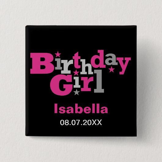 Fluktuierender Typ Birthday Girl Button (Vorderseite)