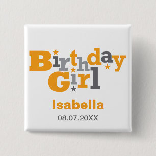 Fluktuierender Typ Birthday Girl Button