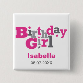 Fluktuierender Typ Birthday Girl Button