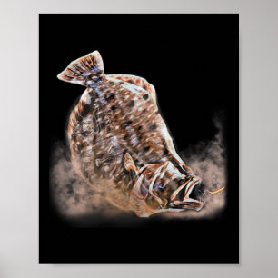 Flunder-Angler-Shirt und Zubehör für Männer Poster