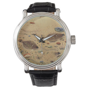 Flundern oder Plattfische, Vintage Meeresleben Oze Armbanduhr