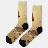 Flundern oder Plattfische, Vintage Meeresleben Socken (Linkes Detail)