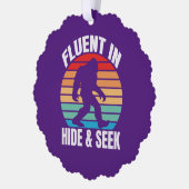 Fluor in Hide und Seek Funny Bigfoot Ornament Karte (Links)
