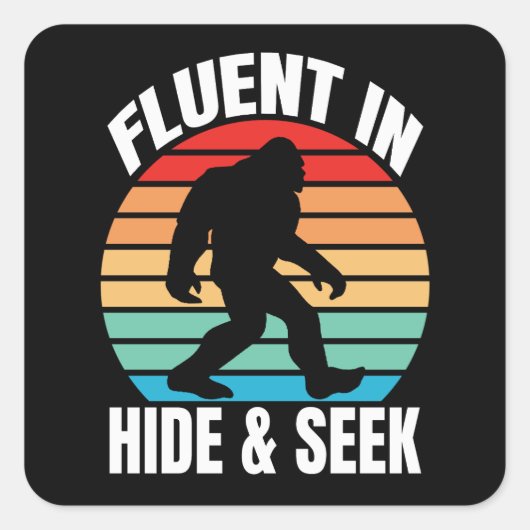 Fluor in Hide und Seek Funny Bigfoot Quadratischer Aufkleber (Vorderseite)