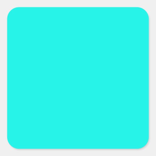 Fluorescent Aqua Aquamarin Neon Blue Personalisier Quadratischer Aufkleber (Vorderseite)