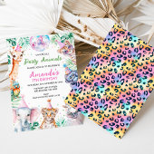 Fluorescent Calling Party Animals Safari Geburtsta Einladung