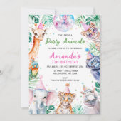 Fluorescent Calling Party Animals Safari Geburtsta Einladung (Vorderseite)