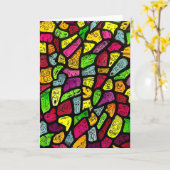 Fluorescent Cartoon Weird Faces Drawing Card Karte (Gelbe Blume)
