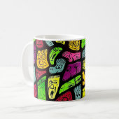 Fluorescent Cartoon Weird Faces Drawing Kaffeetasse (Vorderseite Links)