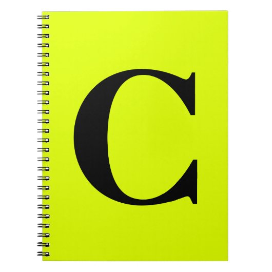 Fluorescent Chartreuse Yellow Neon Monogram Name Notizblock (Vorderseite)