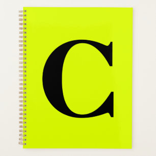 Fluorescent Chartreuse Yellow Neon Monogram Name Planer