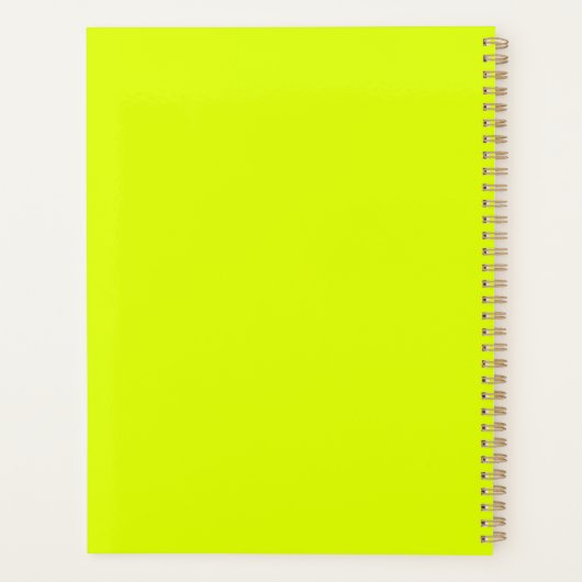 Fluorescent Chartreuse Yellow Neon Monogram Name Planer (Rückseite)
