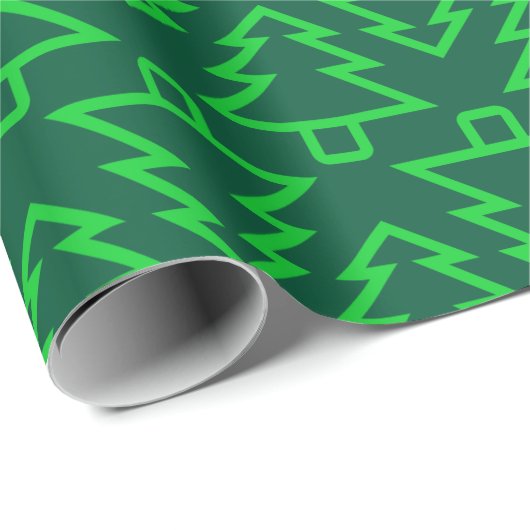 Fluorescent Green Christmas Trees Muster Geschenkpapier (Rolleneckpunkt)
