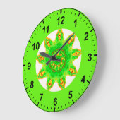 ~ Fluorescent Green Star Fraktal ~ Große Wanduhr (Winkel)