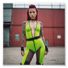 Fluorescent Industrial Oriental Punk Girl Fotodruck