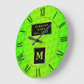 Fluorescent Neon Elegant Mit Monogramm Große Wanduhr (Winkel)