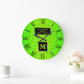 Fluorescent Neon Elegant Mit Monogramm Große Wanduhr (Zuhause)