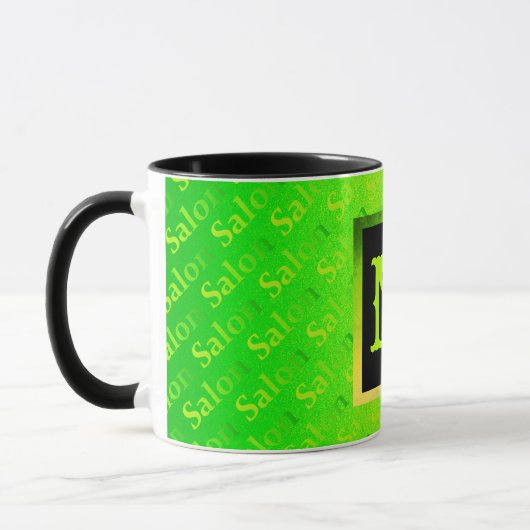 Fluorescent Neon Elegant Mit Monogramm Tasse (Links)