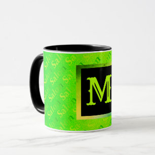 Fluorescent Neon Elegant Mit Monogramm Tasse