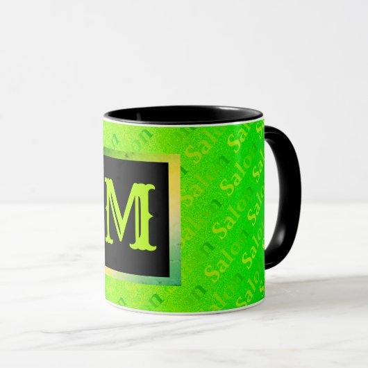Fluorescent Neon Elegant Mit Monogramm Tasse (VorderseiteRechts)