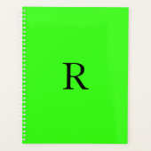 Fluorescent Neon Green Name Monogramme Gift Gabe Planer (Vorderseite)
